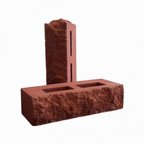 Кирпич облицовочный пустотелый "Дикий Камень" тычковый Рубелэко красный (Клинкер)